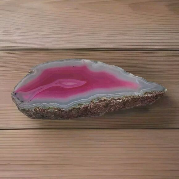 Paperweight - Natural Gem - Red Pink + Rock Slice with Backing - Picture 1 of 2